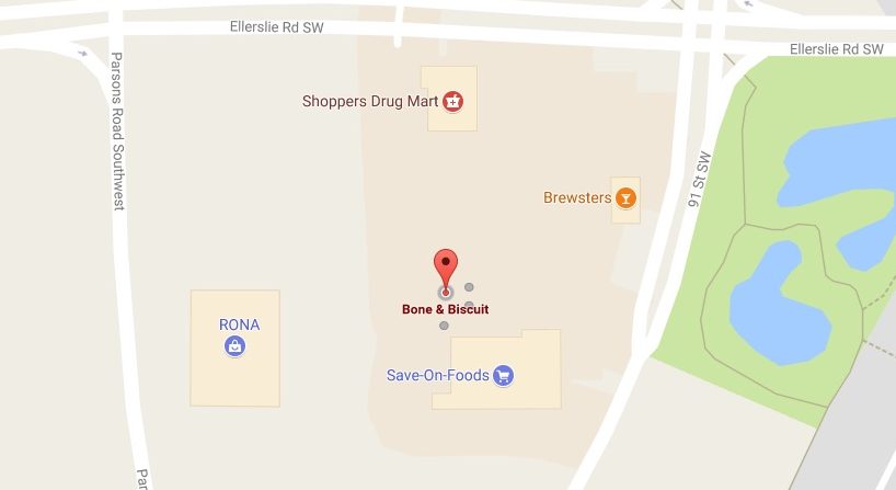 Bone and Biscuit Edmonton Summerside Google map