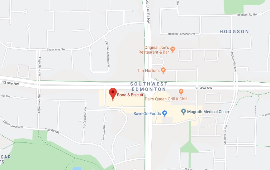 bone and biscuit edmonton map