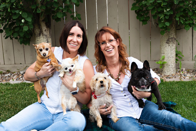 Wendy & Karen with their dogs.