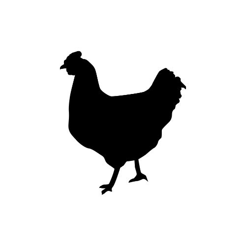 A black symbol of a chicken on a white background