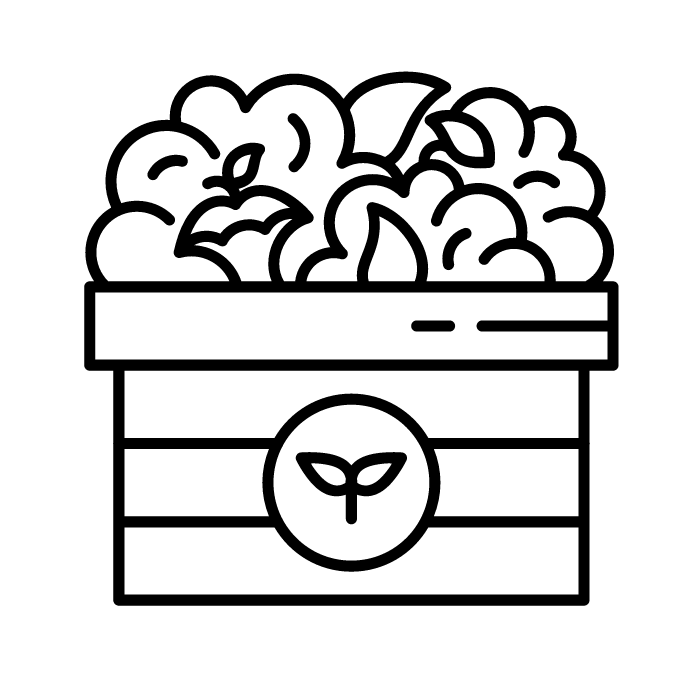 A compost bin icon to show how the doggie bags from Envirowise will fully decompose.
