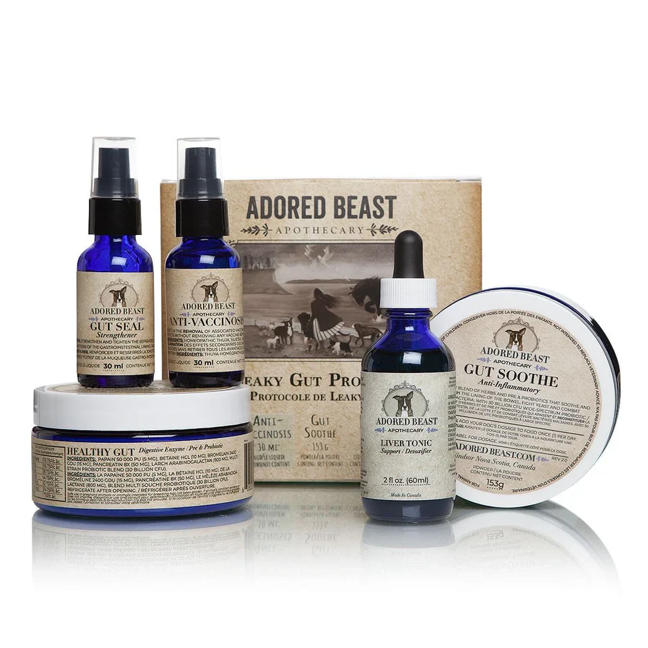 A set of multiple Adored Beast products that can help support pet's health