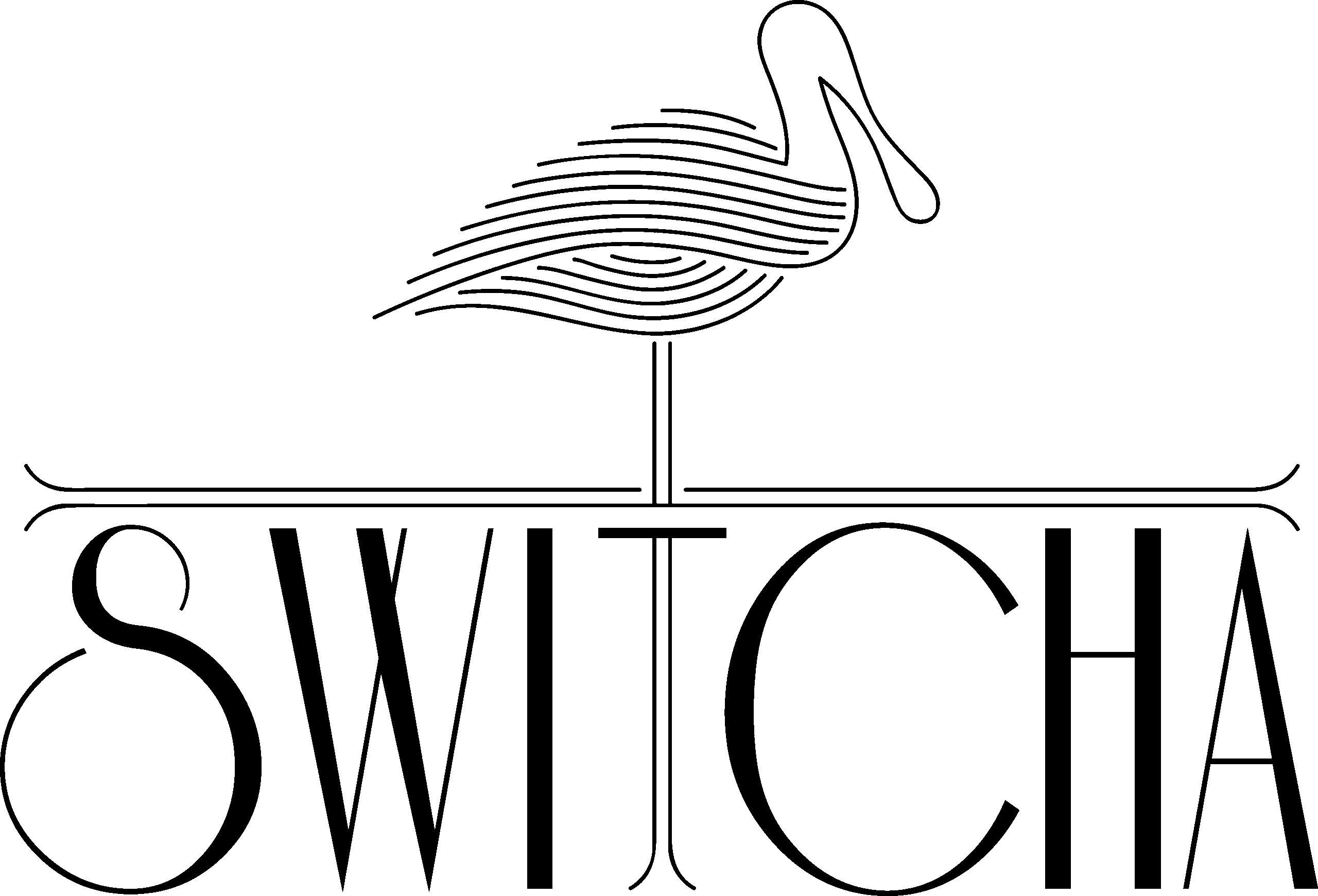 Minimalist logo with a single-line bird above “SWITCHA,” evoking Caribbean elegance at Caerula Mar Club, South Andros, Bahamas.